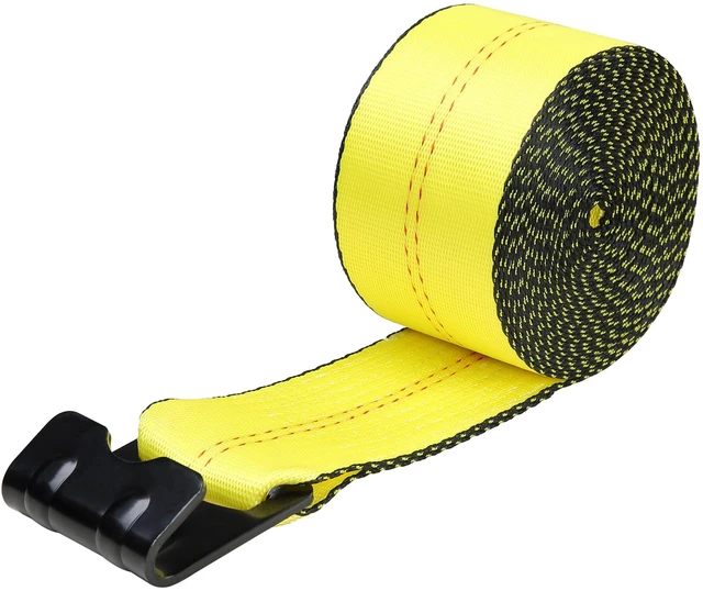 Alt view image 15 of 15 - VEVOR Winch Straps, 4" x 30', 6000 lbs Load Capacity, 18000 lbs Break Strength, Truck Straps with Flat Hook, Flatbed Tie Downs Cargo Control for Trailers, Farms, Rescues, Tree Saver, Yellow (10 Pack)