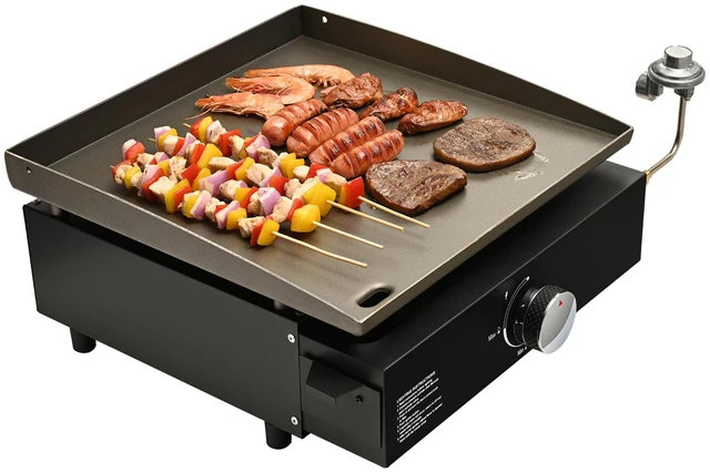 Alt view image 8 of 8 - Gas Griddle, 1 Burner Tabletop Griddle, 17 inch Portable Griddles Propane with Oil Drain Hole & Oil Collection Tray, 13000BTU Camping Flat Top Grill for Outdoor Cooking, Tailgating, LPG