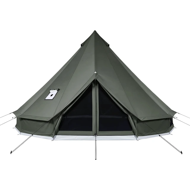 Alt view image 8 of 8 - VEVOR Canvas Bell Tent, 4 Seasons 13.12 ft Yurt Tent for Camping with Stove Jack, Canvas Breathable Holds up to 4 People with Zipped Detachable Floor, for Family Camping Glamping Outdoor Hunting Party