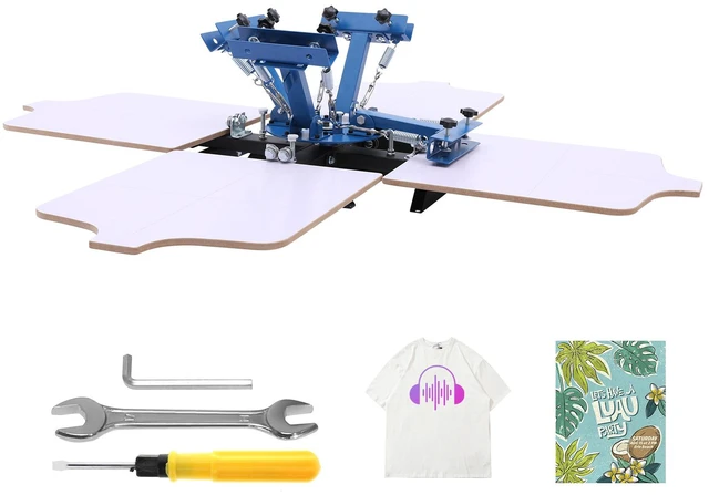 Main image of VEVOR Screen Printing Machine 4 Color 4 Station Silk Screen Printing Press, 21.3 x 17.7 in, 360° Rotatable, Accurate Positioning, Powder-Coated Carbon Steel, for T-shirt DIY, Home and Commercial