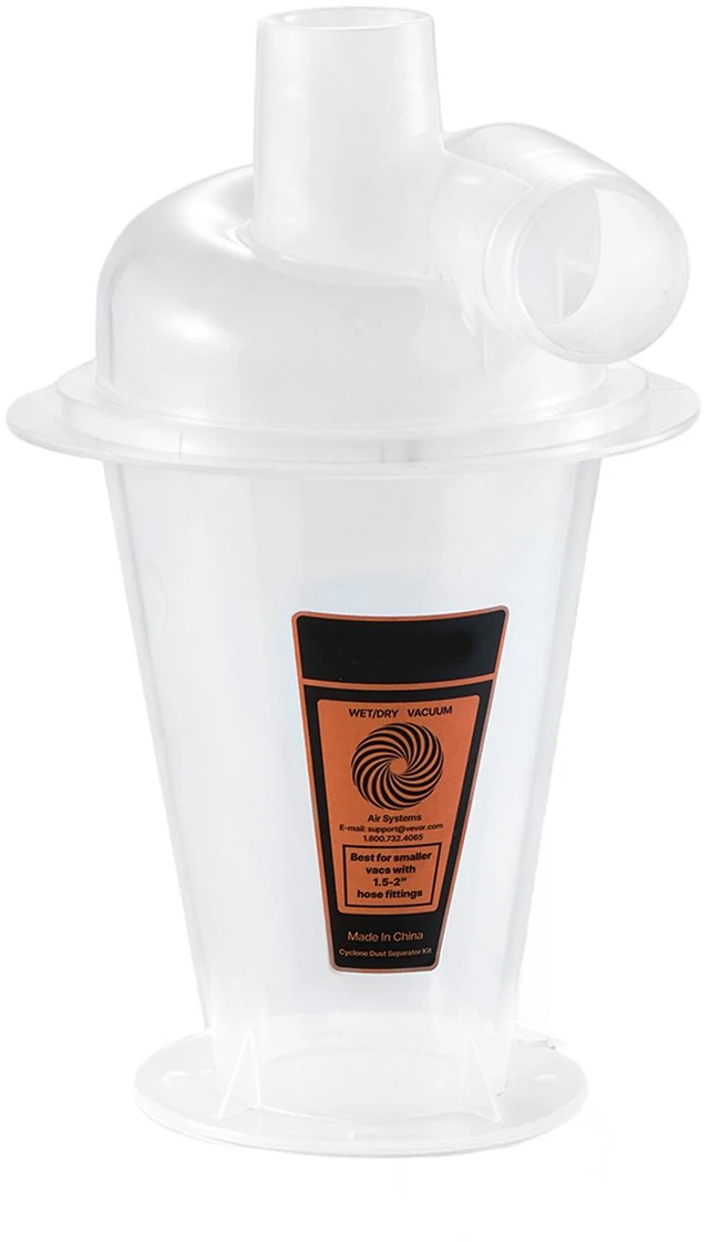 Main image of VEVOR Cyclone Dust Separator Kit, 2 inch O.D. Dust Collector Translucent PP, Great for Woodworking and Shop Wet/Dry Vacuums, Fits Various Buckets (Exclude), with Elbow Adapter, Hardware, Sealing Pad