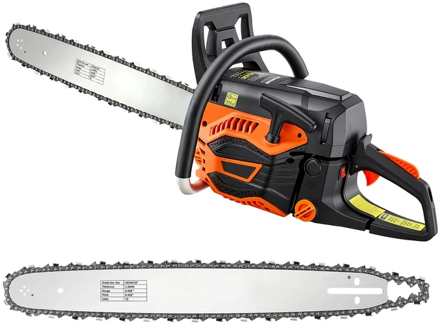 Main image of VEVOR Gas Powered Chainsaw 18 & 20 Inch 58CC 3.22HP 2 Stroke Engine Saw, for Wood Cutting, Tree Trimming & Land Clearing, Throttle-Synced Choke, Power Chain Saw with Non-Slip Handle & Dual Tanks