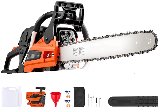 Main image of VEVOR Gas Powered Chainsaw 20 Inch 62CC 3.8HP 2 Stroke Engine Gas Chainsaw, for Wood Cutting, Tree Trimming & Land Clearing, Throttle-Synced Choke, Power Chain Saw with Non-Slip Handle & Dual Tanks
