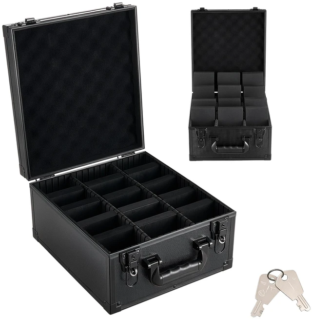 Main image of VEVOR Graded Card Case 3 Row 150 PSA Slab Storage Box with Secure Lock, Baseball Sports Trading Cards Holder Collector with 12 Dividers, Key, Holds 100 SGC 80 BGS 500 Top Loaders & 999+ Loose Cards