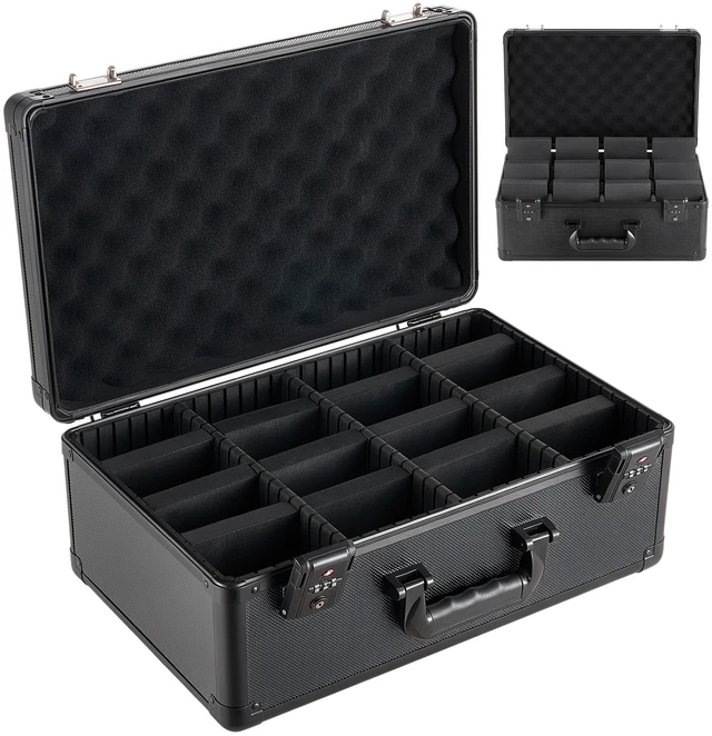 Main image of VEVOR Graded Card Case 4 Row 152 PSA Slab Storage Box TSA Approved Lock, Baseball Sports Trading Cards Holder Collector, with 12 Dividers, Holds 120 SGC 100 BGS 550 Top Loaders & 999+ Loose Cards