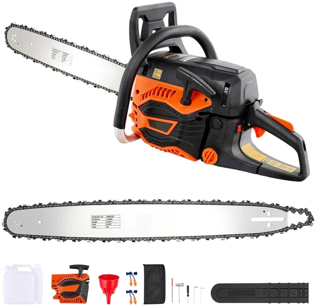 Main image of VEVOR Gas Powered Chainsaw 20 & 22 Inch 62CC 3.8HP 2 Stroke Engine Saw, for Wood Cutting, Tree Trimming & Land Clearing, Throttle-Synced Choke, Power Chain Saw with Non-Slip Handle & Dual Tanks