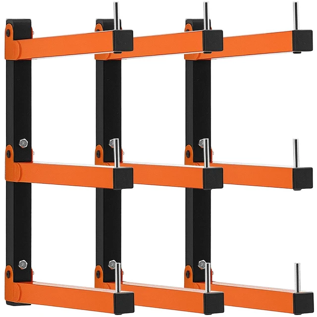 Main image of VEVOR Lumber Rack, 3-Tier 3-Pack 110 lbs per Tier, Foldable Wood Storage, Wall-mounted for Garages, Workshops, Warehouse, Basement, Heavy-Duty Cantilever Arms, Locking Pins, Steel, Orange & Black
