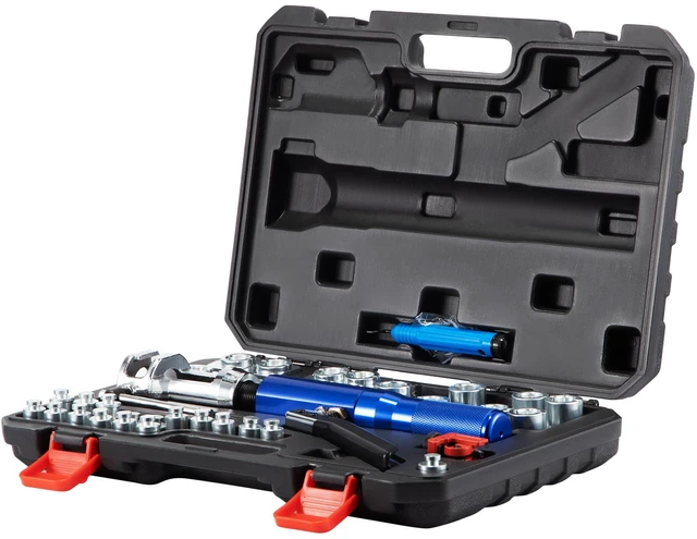 Alt view image 8 of 8 - Hydraulic Flaring Tool Kit, 45° Double Flaring Tool, Brake Repair Brake Flaring Tools for 3/16"-1/2", Brake Flare Tool with Tube Cutter and Deburrer, 32 PCS Tube Flaring Tools for Copper Lines