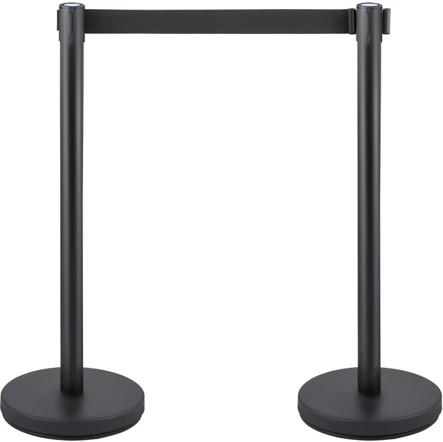 Alt view image 8 of 8 - Crowd Control Stanchion, Set of 6 Pieces Stanchion Set, Stanchion Set with 6.6 ft/2 m Black Retractable Belt, Black Crowd Control Barrier with Concrete and Metal Base - Easy Connect Assembly