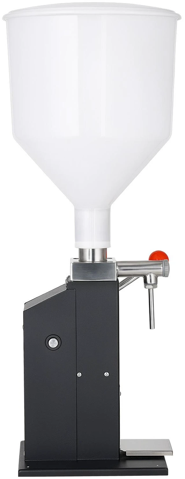 Main image of VEVOR Manual Filling Machine, 5-60 ml, 10 L Hopper, Paste Liquid Filler, for Water, Honey, Oil, Shampoo and Lotion, Anti-Drip Nozzle, Adjustable Bottle Stand, Carbon Steel Body, Effort-Saving Handle
