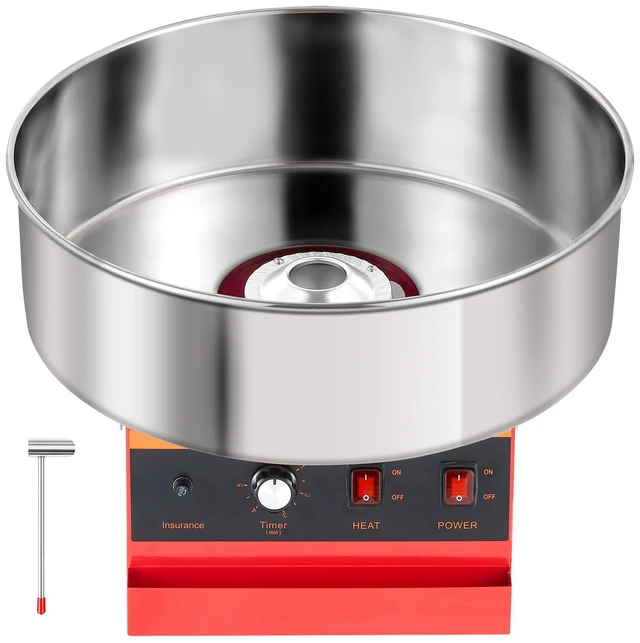 Main image of VEVOR Cotton Candy Machine Commercial 1000W Electric Candy Floss Maker Red, Ideal for Home, Carnival, Birthday, Family Party, Easy Use with 20.5 in Stainless Steel Bowl, Storage Tray and Sugar Scoop
