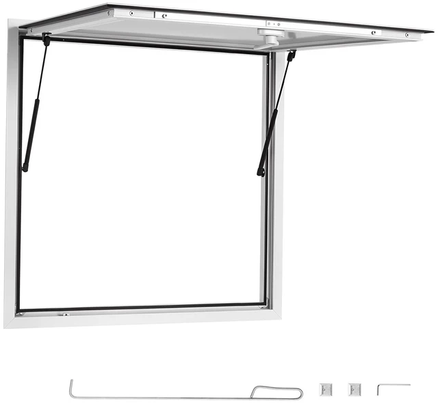 Main image of VEVOR Concession Window 36x36 in Aluminum Alloy Frame Service Window, for Food Truck, Up to 85 Degrees Stand Serving with Awning Door and Drag Hook, Rainwater Resistant for Concession Trailer
