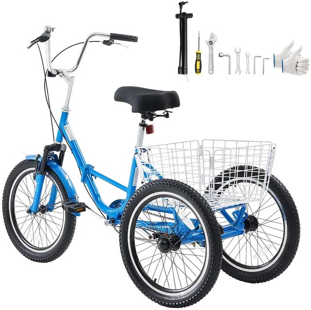Main image of VEVOR Folding Adult Tricycle 20 inch 3 Wheel Foldable Trikes for Adult, Cruiser Bike with Cargo Basket, Adjustable Seat, and Double-Wall Wheel Rims, Shopping Picnic Tricycles for Women, Men, Seniors
