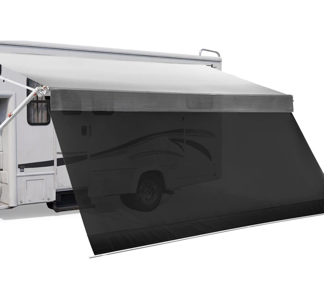 Main image of VEVOR Manual RV Awning Complete Kit & Sunshade Screen, 18.12FT Retractable RV Awning with Aluminum Alloy Frame & Waterproof Fabric, Outdoor Camping Trailer Awnings Fit Most RVs (18FT Type)