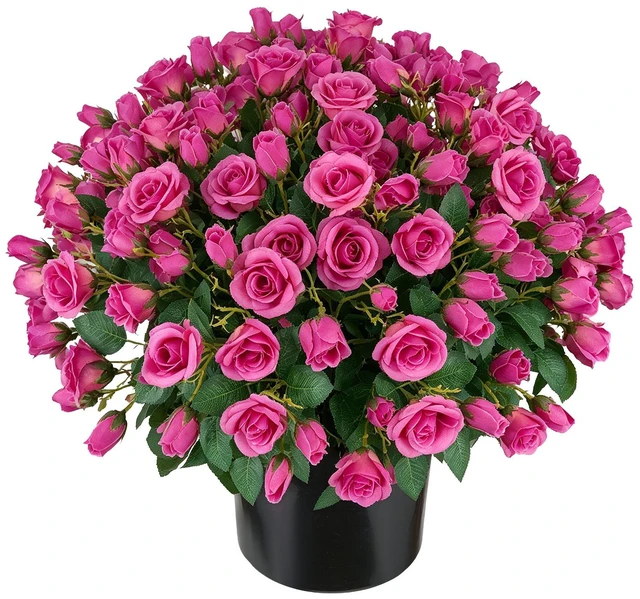 Main image of VEVOR Artificial Potted Flowers 18 in 2-Pack Fake Flower Plants Rose Red, for Porch, Patio, Entryway, & Home Decor, Indoor & Outdoor Use, Silk and PE Blooms in Pots, Ready to Display Faux Plants