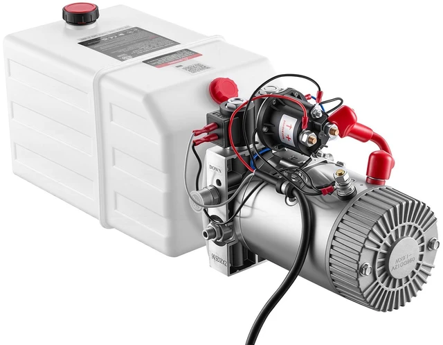 Main image of VEVOR 6 Quart Hydraulic Pump, Double Acting Dump Trailer Pump, 3200PSI Max Relief Pressure & 0.91 GPM Flow Rate, DC12V 1.6KW Hydraulic Power Unit for Dump Trailer Car Lifting (Horizontal Installation)