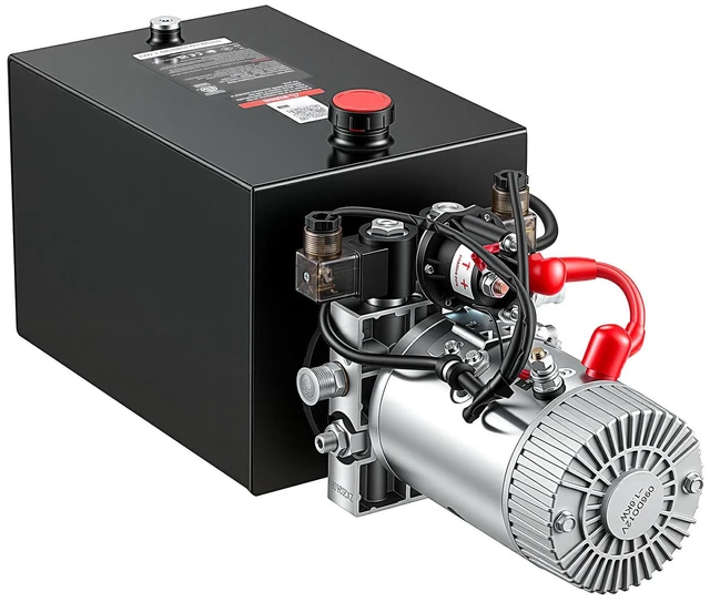 Main image of VEVOR 12 Quart Hydraulic Pump, Double Acting Dump Trailer Pump, 3200PSI Max Relief Pressure, 0.91 GPM Flow Rate, DC12V 1.6KW Hydraulic Power Unit for Dump Trailer Car Lifting (Horizontal Installation)