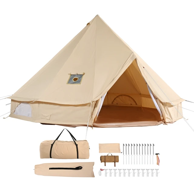 Alt view image 15 of 15 - Canvas Bell Tent, 4 Seasons 5 m/16.4 ft Yurt Tent, Canvas Tent for Camping with Stove Jack, Breathable Tent Holds up to 8 People, Family Camping Outdoor Hunting Party