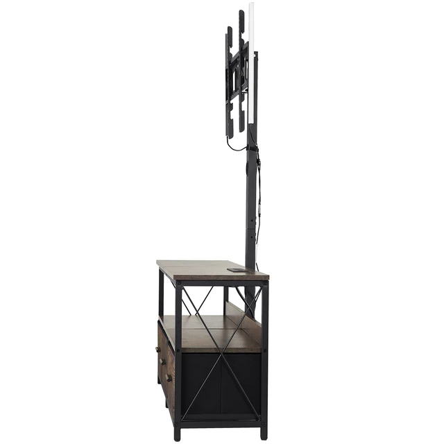 Alt view image 15 of 15 - VEVOR 52" TV Stand with Mount for up to 75 in TVs, Entertainment Center with Power Outlet & LED Lights, Height Adjustable TV Console with Mount with 3 Drawers for Bedroom, Living Room, Brown