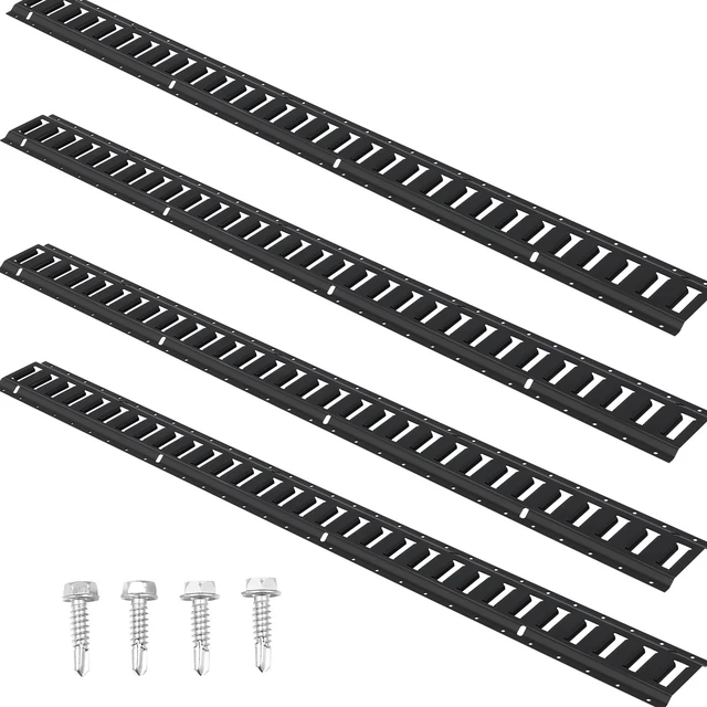 Alt view image 15 of 15 - VEVOR E Track Tie Down Rail Kit, 5' Steel Rails, 4 Pack, Secure Cargo & Heavy Loads Up to 2000 lbs, Heavy Duty Etrack Rails with Screws for Garages, Vans, Trailers, Motorcycle Tie Downs, ATV Mountings