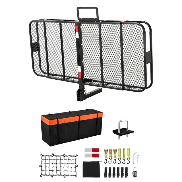 Alt view image 15 of 15 - VEVOR 500 lbs Hitch Cargo Carrier Folding Hitch Cargo Carrier for 2" Receiver