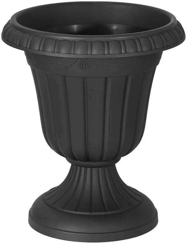 Main image of VEVOR Plastic Urn Planters 12.99"x14.96" 2 PCS Black Classic Urn Flower Pot, for Wedding, Party, Event, Home, Stage, Garden, Balcony, and Patio Decoration, Front Porch Planters, Indoor & Outdoor Vase