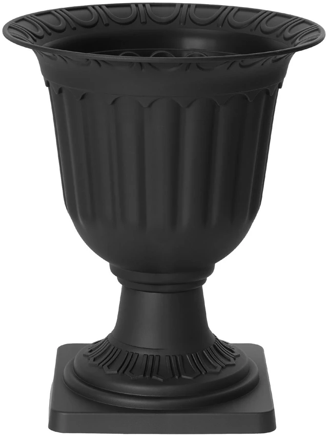 Main image of VEVOR Plastic Urn Planters 15.75"x18.9" 2 PCS Black Classic Urn Flower Pot, for Wedding, Party, Event, Home, Stage, Garden, Balcony, and Patio Decoration, Front Porch Planters, Indoor & Outdoor Vase