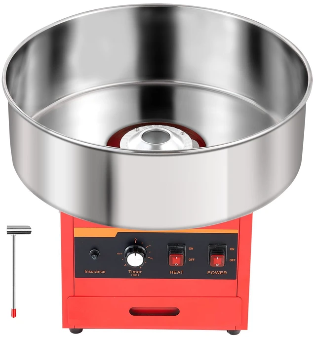 Main image of VEVOR Cotton Candy Machine Commercial 1000W Electric Candy Floss Maker Red, Ideal for Home, Carnival, Birthday, Family Party, Easy Use with 20.5 in Stainless Steel Bowl, Storage Drawer, Sugar Scoop
