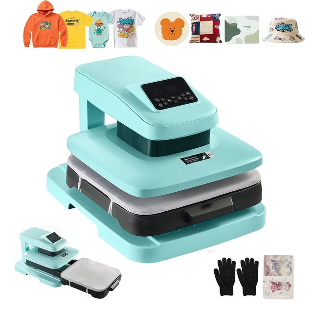 Alt view image 9 of 9 - Auto Heat Press Machine, 15 x 15 inch, T-Shirt Press Machine with Auto Release and Adjustable Pressure, Digital Display, Rapid Heating, for Sublimation, Vinyl, Heat Transfer Projects, Green