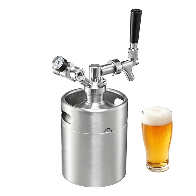 Alt view image 2 of 2 - VEVOR 64oz Mini Keg, Pressurized Growler Tap System, 304 Stainless Steel Beer Kit, with Co2 Regulator, Self-Closing Faucet, Keeps Fresh and Carbonation for Homebrew, Craft and Draft Beer