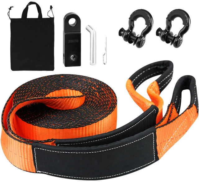 Alt view image 16 of 16 - VEVOR Off-Road Recovery Kit, 3" x 30', Heavy Duty Winch Recovery Kit with 30,000 lbs Tow Strap, 44,092 lbs D-Ring Shackles, Shackle Receiver and Storage Bag, for ATVs, Jeeps, Off-Road Vehicles, Trucks