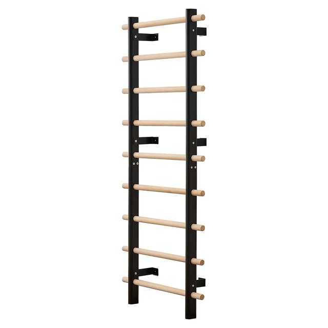 Alt view image 9 of 9 - Swedish Ladder Wall Gym, 9-Level Swedish Ladder Suspension Trainer, 330LBS Loading Solid Wood + Carbon Steel Gymnastics Stall Bars for Adult, Compatible with 3.15" x 3.15" Power Rack Accessories
