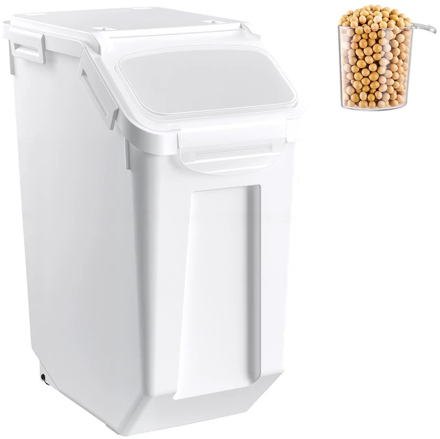 Main image of VEVOR Rice Storage Container 32 lbs/5.28 Gallons Dog Food Dispenser Bin, for Kitchen Pantry, 20L Large Grain Cereal Flour Ingredient Storage Bin, Pet Food Container with Measuring Cup, Airtight Lid