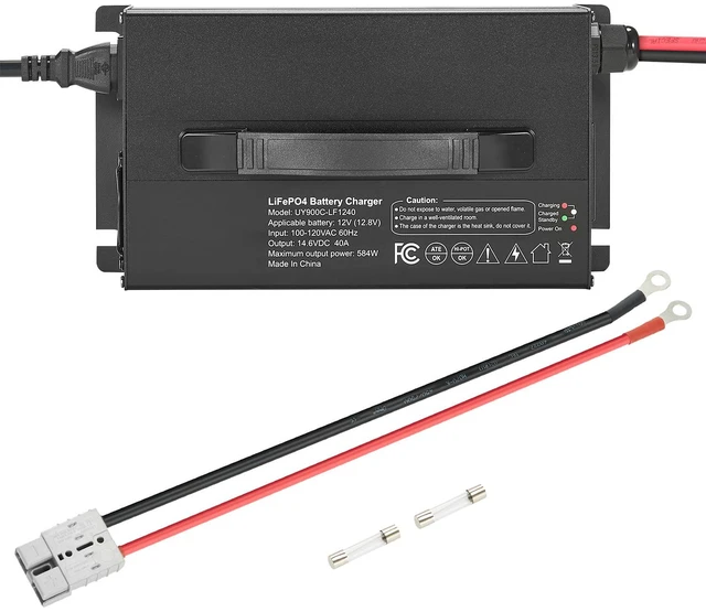 Alt view image 8 of 8 - 12V 40A Lithium Battery Charger, 14.6V, AC-DC LiFePO4 Smart Charger, with Anderson Connector, LED Indicator, 0V Activation, for Lithium LiFePO4 Deep Cycle Rechargeable Batteries of Boat, RV