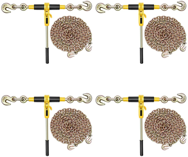 Alt view image 9 of 9 - Vevor Ratchet Chain Binder, 3/8 in x 20 ft G80 Chains, 9200 lbs Working Load of Ratchet Load Binder, Chains and Binders Set, Tie Down Hauling Chain Binders for Hauling, Towing, Logging, Lifting