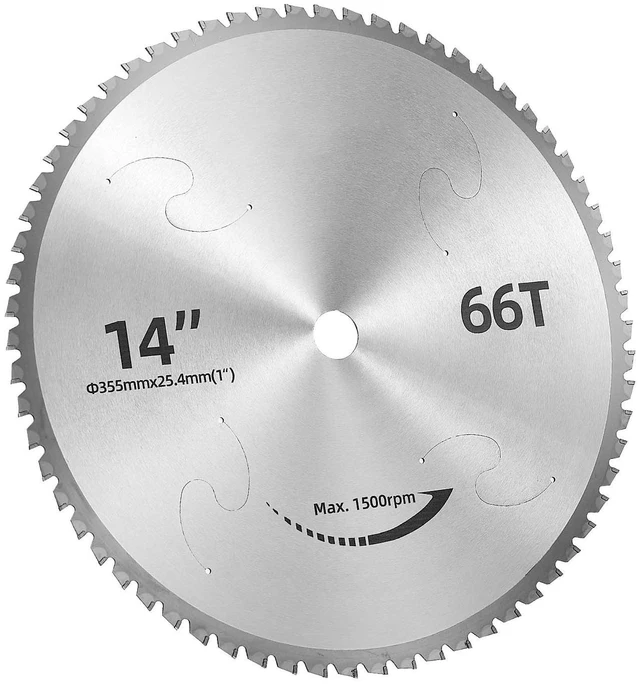 Main image of VEVOR Chop Saw Blade 14-in 66 Teeth Cermet-Tipped Metal Cold Cutting Blade, Compatible with Chop Saws, 4000 Cuts, Cutting Smooth Surfaces with No Burrs, Noise Reduction and Heat Dissipation Holes