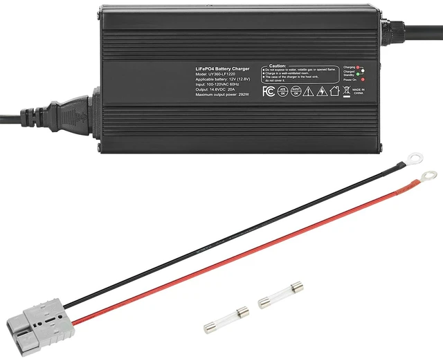 Alt view image 15 of 15 - 12V 20A Lithium Battery Charger, 14.6V, AC-DC LiFePO4 Smart Charger, with Anderson Connector, LED Indicator, 0V Activation, for Lithium LiFePO4 Deep Cycle Rechargeable Batteries of Boat, RV