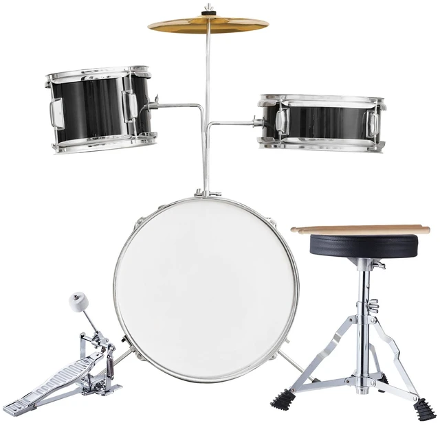Alt view image 9 of 9 - VEVOR Kids Drum Set, 3-Piece, 14 in Beginner Drum Set with Adjustable Throne Cymbal Pedal Two Pairs of Drumsticks, 8'' Tom Drum 10'' Snare Drum 14'' Bass Drum, Starter Drum Kit for Child Kids, Black