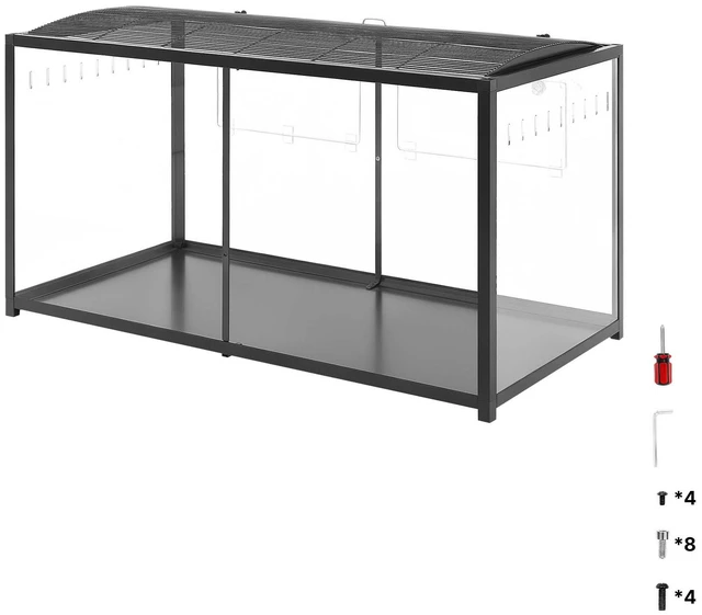Main image of VEVOR Hamster Cage 47.2"x23.6"x25.4" 360° Viewing Metal Hamster Habitat, Transparent Small Animal Cage with Top Access & Front Door, Large Portable Pet House for Guinea Pig, Gerbil (7.7 ft², Black)