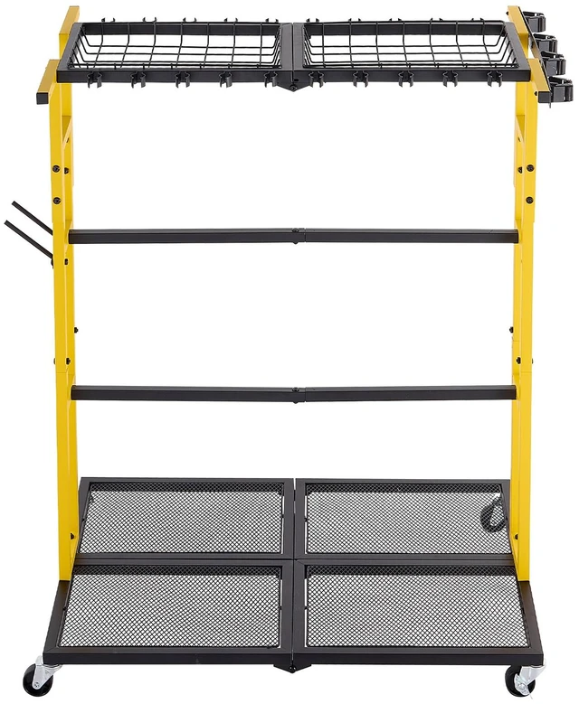 Main image of VEVOR Garden Tool Organizer with Wheels, Large Metal Garage Storage Rack, for Rakes/Shovels/Brooms/Long Farming Tools, Yard Utility Holder for Shed/Outdoor/Lawn Organization, Heavy-Duty Steel, Black