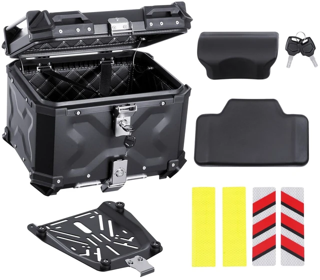 Alt view image 9 of 9 - 45L Motorcycle Top Case Universal Motorbike Tail Box with Leather Lining