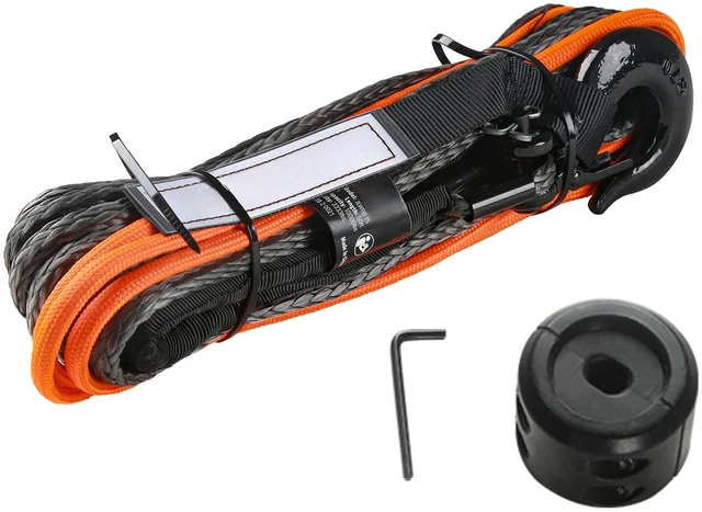 Alt view image 15 of 15 - VEVOR Synthetic Winch Rope, 1/4 Inch x 50 Feet 10,000 lbs Synthetic Winch Line Cable Rope with Protective Sleeve + Stopper + Forged Winch Hook + Pull Strap, Fit for ATV, UTV, Small Vehicle, Pickup