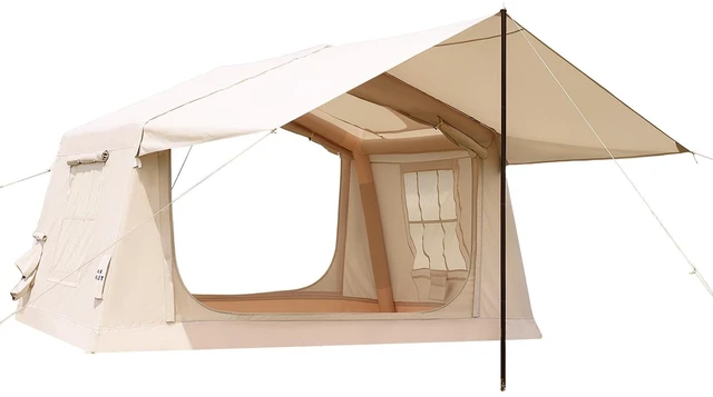 Main image of VEVOR Inflatable Tent for Camping 2-4 Person Blow Up Tent with Hand Pump, for Family Outdoor Glamping, Waterproof 420D Oxford, Easy Setup Air House with Skylight, Canopy, Stove Jack & Mesh Windows