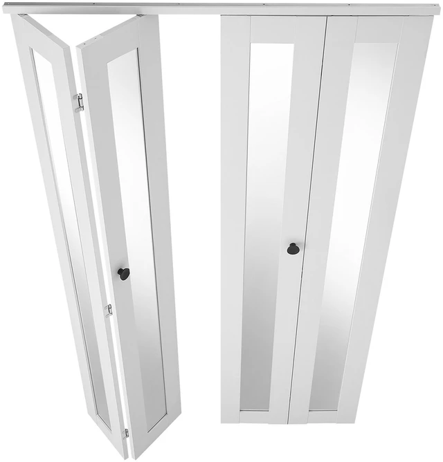 Main image of VEVOR Bifold Closet Door 4-Panel, 48" (Four 12") x 80", Full-Length Mirrored Bifold Barn Door with Metal Hardware Kit & Sturdy Composite Frame, Modern Stylish & Space-Saving for Closets Bedrooms