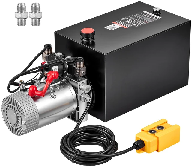 Main image of VEVOR 15 Quart Hydraulic Pump, Double Acting Hydraulic Trailer Pump, 3200PSI Max Relief Pressure, 0.91GPM Flow Rate, DC12V 1.6KW Power Unit for Dump Trailer Car Lifting (Horizontal Installation)