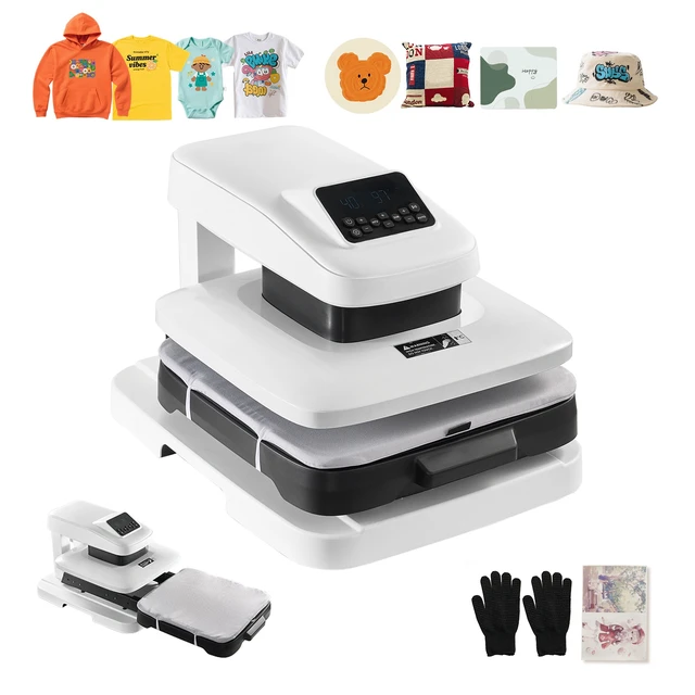 Alt view image 7 of 7 - Auto Heat Press Machine, 15 x 15 inch, T-Shirt Press Machine with Auto Release and Adjustable Pressure, Digital Display, Rapid Heating, for Sublimation, Vinyl, Heat Transfer Projects, White