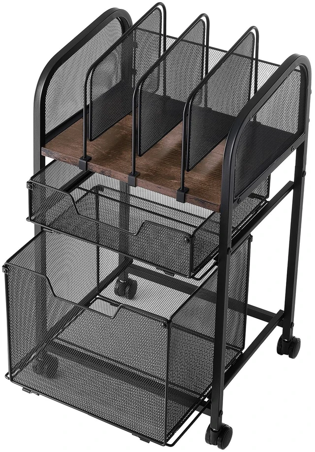 Main image of VEVOR Rolling File Cart 5-Tier Mobile Filing Cabinet with Wheels Drawers, for Home Office, Large Storage Capacity, Under Desk Hanging File Folder Organizer, with 45 lbs / 20.5 kg Max Load, Black