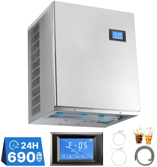 Main image of VEVOR Commercial Ice Maker Machine 760 Lbs/24H Stainless Steel Head Only, Ice-Making for Restaurant Bar Cafe Hotel, Ice Ready in 15 Mins, with Self-Cleaning, 234 pcs Ice Tray, Adjustable Thickness