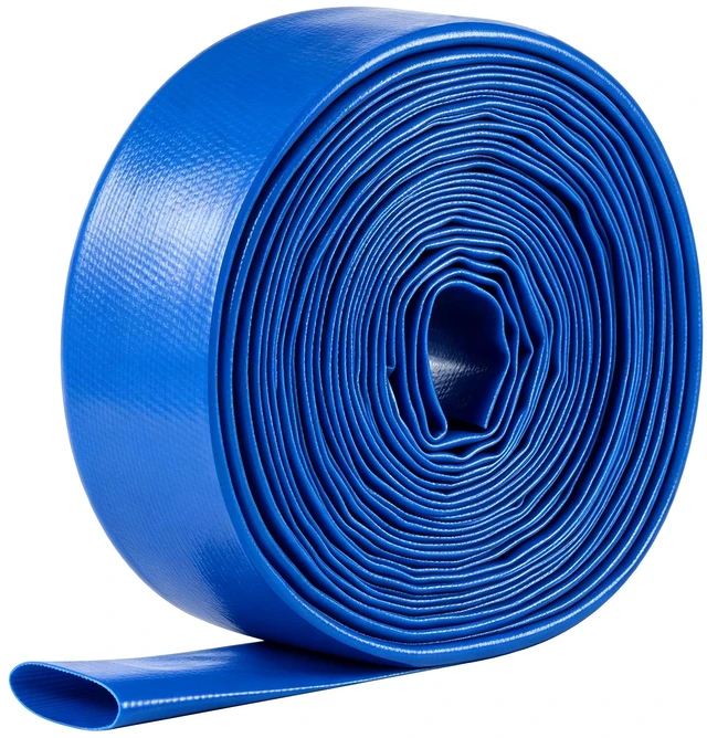 Main image of VEVOR Discharge Hose 1-1/2" x 50 ft PVC Lay Flat Backwash Water Pump Hose, for Swimming Pool Sand Filter & Sump Pump, Heavy Duty, Water Transfer Drainage, Weather & Burst-Resistant, with Clamps, Blue