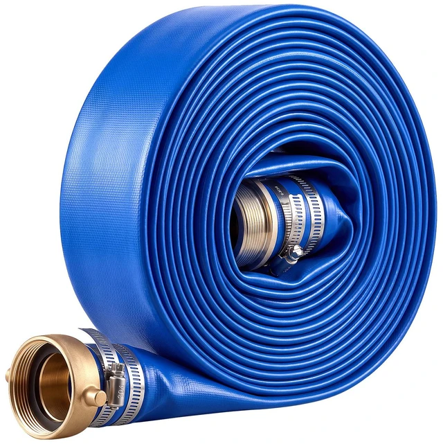 Main image of VEVOR Discharge Hose 2" x 50 ft PVC Lay Flat Backwash Water Pump Pool Hose, for Swimming Pool Sand Filter & Sump Pump, Water Transfer Drainage, Weather & Burst-Resistant, with Pin Lug Fittings, Blue